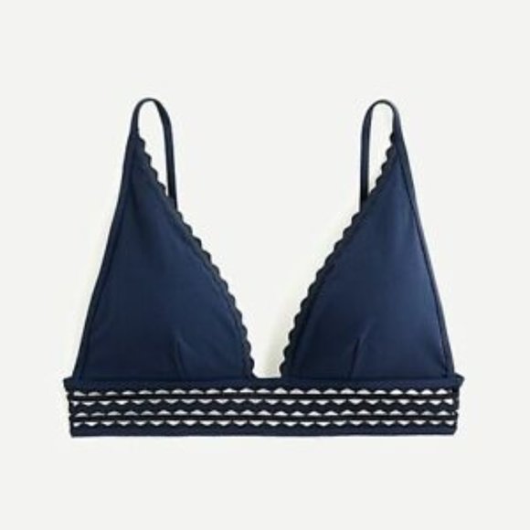 J. CREW Women's Blue Piqué french bikini top XXS AO842 - Picture 1 of 4
